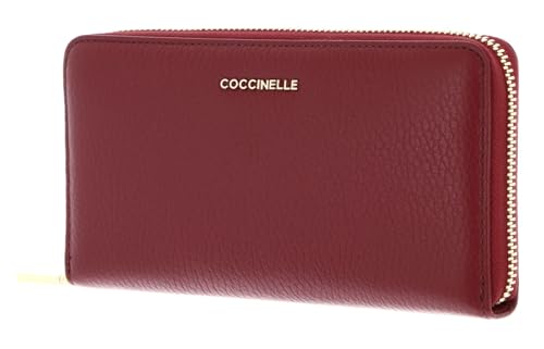Coccinelle Leder Geldbörse Metallic Soft Wallet Grained Leather Ribes Beere von Coccinelle