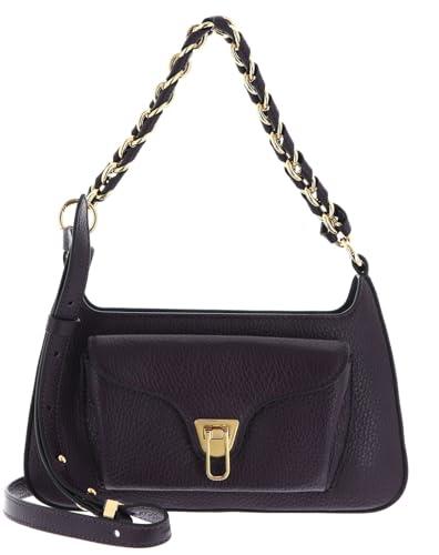 Coccinelle Leder Handtasche Schultertasche Beat Grained Leather Handbag Prune dunkelviolett von Coccinelle