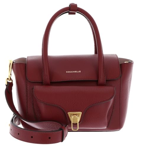 Coccinelle Leder Handtasche Umhängetasche Double Beat Grained Leather Handbag Ribes beere von Coccinelle