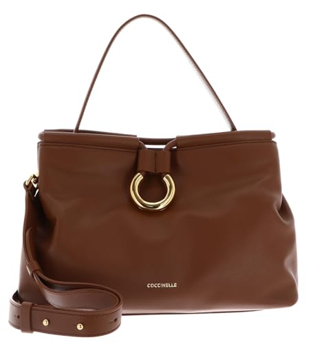 Coccinelle Leder Handtasche Umhängetasche Elisbet Smooth Leather Handbag Cognac braun von Coccinelle
