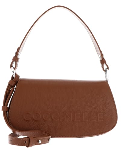 Coccinelle Leder Handtasche Umhängetasche Myrtha Maxi Log Mini Crossbody Bag Cognac braun von Coccinelle