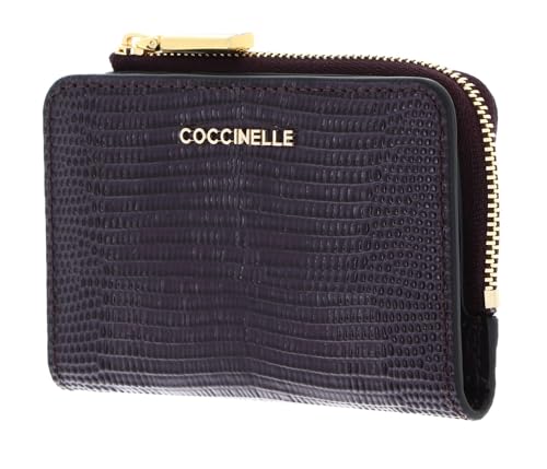 Coccinelle Leder Kartenetui Metallic Lizard Credit Card Holder Prune dunkelviolett von Coccinelle
