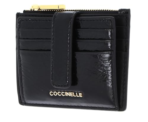 Coccinelle Leder Kartenetui Metallic Shiny Wrinkled Card Holder Noir schwarz von Coccinelle