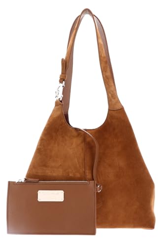 Coccinelle Leder Schultertasche C-Easy Handbag Suede Cognac/Cognac braun von Coccinelle