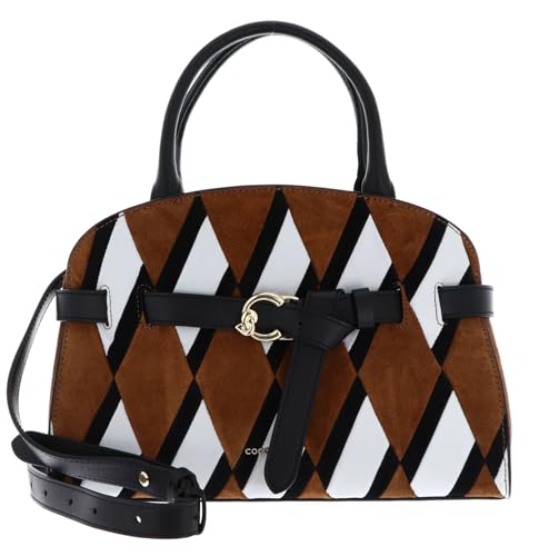 Coccinelle Leder Schultertasche Handtasche Sabine Handbag N.Geo.Pat Multi Cognac/Noir braun von Coccinelle
