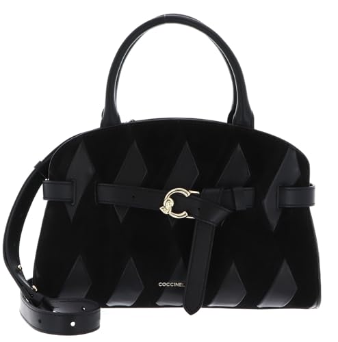 Coccinelle Leder Schultertasche Handtasche Sabine Handbag N.Geo.Pat Noir/Noir schwarz von Coccinelle