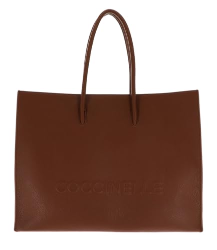 Coccinelle Leder Schultertasche Maxi Log Handbag Grained Leather Cognac braun von Coccinelle