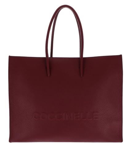 Coccinelle Leder Schultertasche Maxi Log Handbag Grained Leather Ribes beere von Coccinelle
