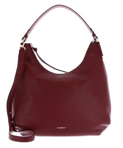 Coccinelle Leder Schultertasche Umhängetasche Rebekka Handbag Grained Leather Ribes beere von Coccinelle
