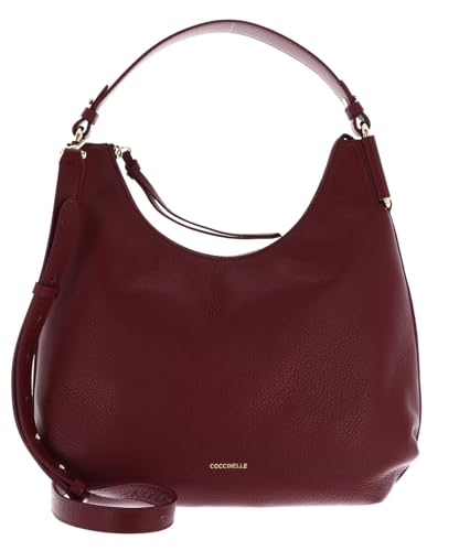 Coccinelle Leder Schultertasche Umhängetasche Rebekka Handbag Grained Leather Ribes beere von Coccinelle