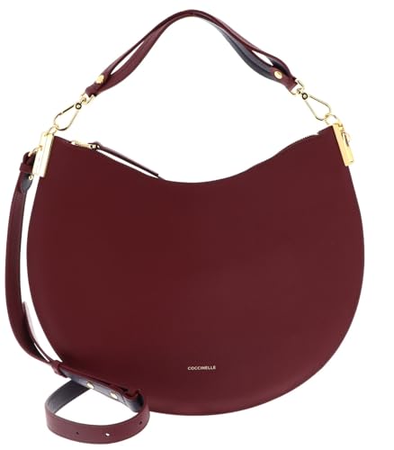Coccinelle Leder Schultertasche Umhängetasche Sunup Handbag Double Grainy Leather Ribes/Prune beere von Coccinelle