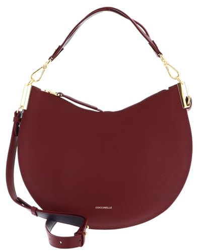 Coccinelle Leder Schultertasche Umhängetasche Sunup Handbag Double Grainy Leather Ribes/Prune beere von Coccinelle
