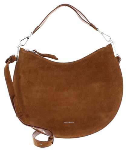 Coccinelle Leder Schultertasche Umhängetasche Sunup Handbag Suede Leather Cognac braun von Coccinelle