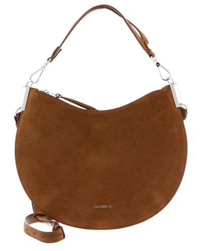 Coccinelle Leder Schultertasche Umhängetasche Sunup Handbag Suede Leather Cognac hellbraun von Coccinelle