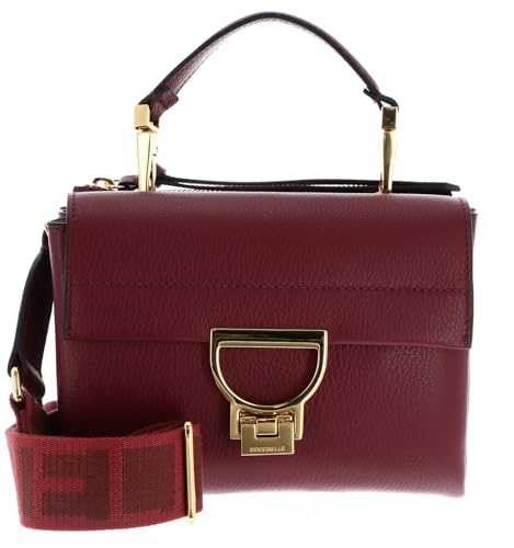 Coccinelle Leder Umhängetasche Handtasche Arlettis Signature Handbag Grained Leather Ribes beere von Coccinelle