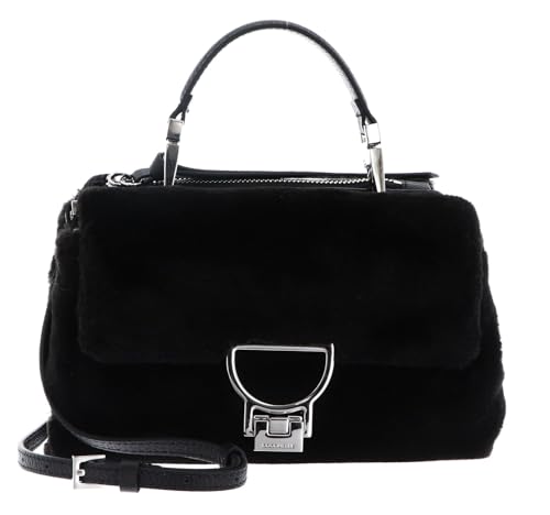 Coccinelle Leder Umhängetasche Handtasche Arlettis Synthetic Fur Handbag Noir/Noir schwarz von Coccinelle
