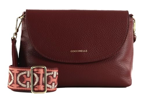 Coccinelle Leder Umhängetasche Paulina Mini Crossbody Bag Ribes beere von Coccinelle