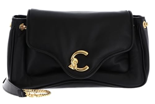 Coccinelle Leder Umhängetasche Schultertasche C-Me Fluffy Crossbody Bag Noir/Noir schwarz von Coccinelle