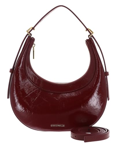 Coccinelle Leder Umhängetasche Schultertasche Whisper Shiny Shiny Leather Mini Bag Ribes/Ribes weinrot von Coccinelle