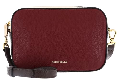 Coccinelle Leder Umhängetasche Tebe Tricolor Mini Crossover Bag Ribes/Betu/Brun beere von Coccinelle