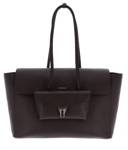 Coccinelle Leder Umhängetasche Utensilientasche Double Beat Shopper Brunette dunkelbraun von Coccinelle