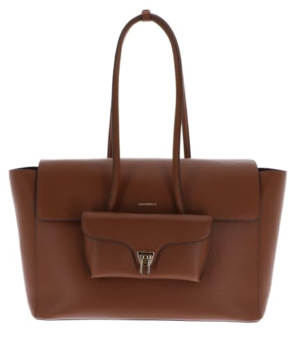 Coccinelle Leder Umhängetasche Utensilientasche Double Beat Shopper Cognac braun von Coccinelle