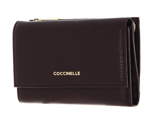 COCCINELLE Metallic Soft Wallet Grainy Leather Darkbrown von Coccinelle