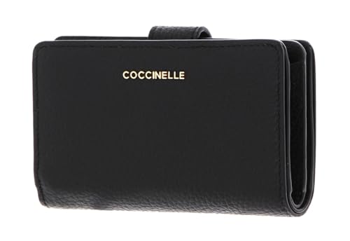 Coccinelle Metallic Soft Mini Wallet Grained Leather Noir von Coccinelle