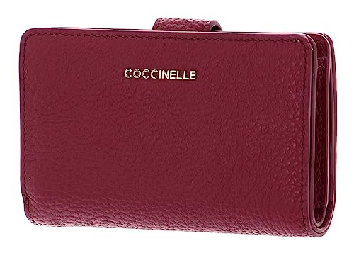 Coccinelle Metallic Soft Mini Wallet Grained Leather Garnet Red von Coccinelle