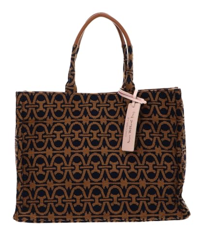 Coccinelle Never Without Bag Winter Monogram Jacquard Shopper L Multi Royal/Cuir von Coccinelle