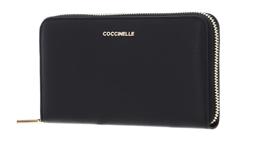 COCCINELLE Metallic Soft Wallet Grained Leather Noir von Coccinelle