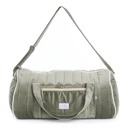 Coccoliamo Soft Velvet Krankenhaustasche, Kliniktasche geburt für Mama- Baby-Geburtstasche für Damen, Multifunktions Babytasche für Sie - Reisetasche, Handgepäck Tasche - Olivgrün von Coccoliamo