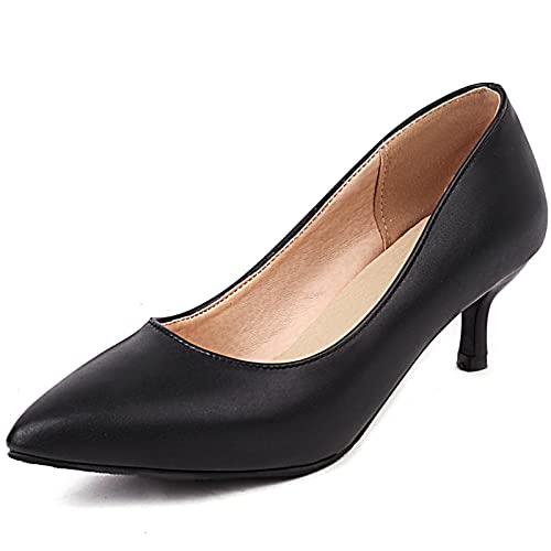 Cocey Bequeme Kitten-Heel-Pumps für Damen mit Spitzer Zehenpartie (Schwarz, 46 EU) von Cocey