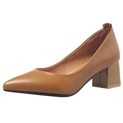 Cocey Business Pumps Damen Slip On Schuhe Blockabsatz (Braun, 39 EU) von Cocey