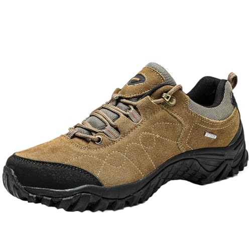 Cocey Couple Plus Size Wanderschuhe - Leichte Trekkingschuhe mit Rutschfester Sohle, Atmungsaktive Synthetische Anti-Wildlederschuhe (Khaki, 44 EU) von Cocey
