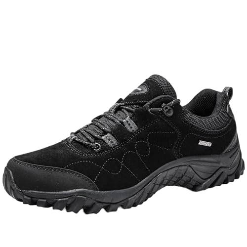 Cocey Couple Plus Size Wanderschuhe - Leichte Trekkingschuhe mit Rutschfester Sohle, Atmungsaktive Synthetische Anti-Wildlederschuhe (Schwarz, 41 EU) von Cocey
