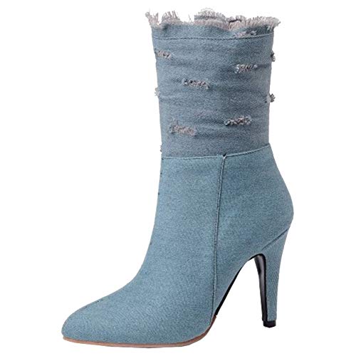 Cocey Damen Casual High Heel Stiefel mit Volltonfarbe (Hellblau, 50 EU) von Cocey