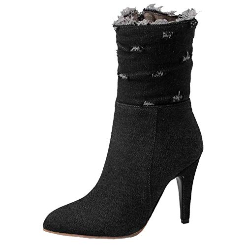 Cocey Damen Casual High Heel Stiefel mit Volltonfarbe (Schwarz, 46 EU) von Cocey