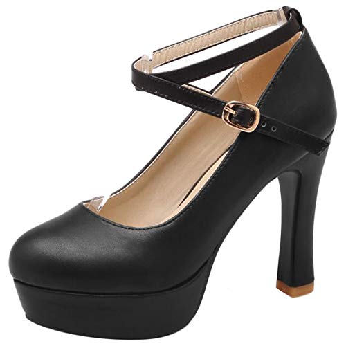 Cocey Damen Dress Cross Strap Plateau Pumps mit Absatz (Schwarz, 35 EU) von Cocey