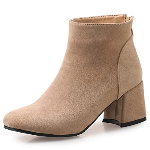 Cocey Damen Einfache Ankle Shaft Boots mit Blockabsatz für Komfort (Aprikose, 49 EU) von Cocey