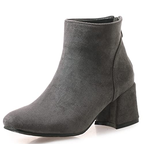 Cocey Damen Einfache Ankle Shaft Boots mit Blockabsatz für Komfort (Grau, 48 EU) von Cocey