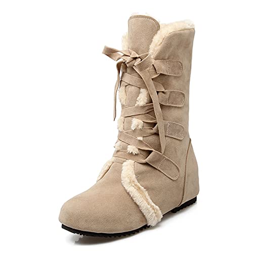 Cocey Damen Fashion Keilabsatz Stiefeletten Süß Winter Schuhe (Beige, 40 EU) von Cocey