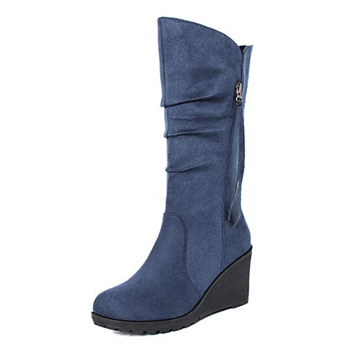 Cocey Damen Keilabsatz Langschaft Stiefel (Blau, 41 EU) von Cocey