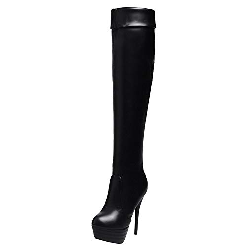 Cocey Damen Knie Hoch Stiefel mit Stiletto Absatz (Schwarz, 40 EU) von Cocey