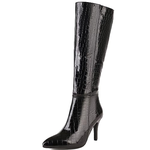 Cocey Damen Kniehohe Stiefel mit Reißverschluss mit mittlerem Absatz (Schwarz,44) von Cocey