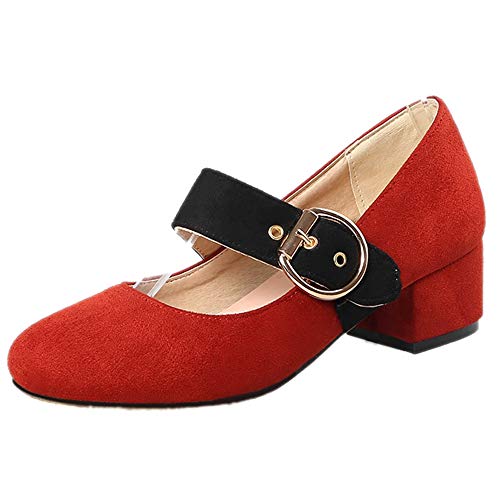 Cocey Damen Mary Jane Pumps mit Blockabsatz Datierung Schuhe (Rot, 46 EU) von Cocey
