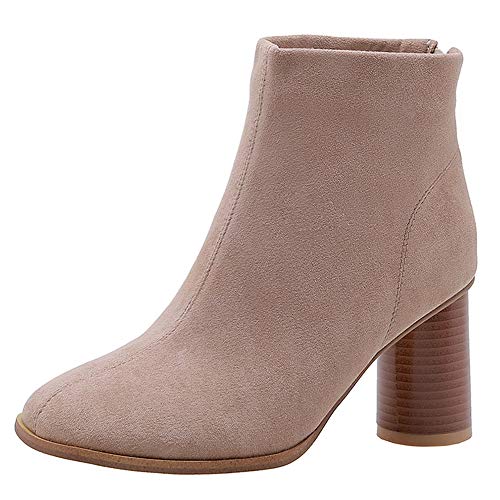 Cocey Damen Mode Reißverschluss Kurzschaft Stiefel mit Blockabsatz (Aprikose, 34 EU) von Cocey