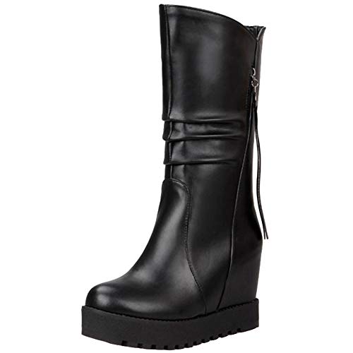 Cocey Damen Modisch Keilabsatz Langschaft Stiefel (Schwarz, 38 EU) von Cocey