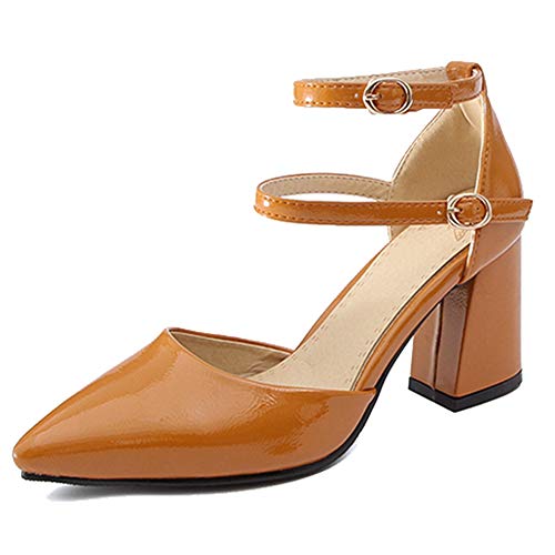 Cocey Damen Pointed Toe Blockabsatz Fesselriemen Pumps (Braun, 33 EU) von Cocey