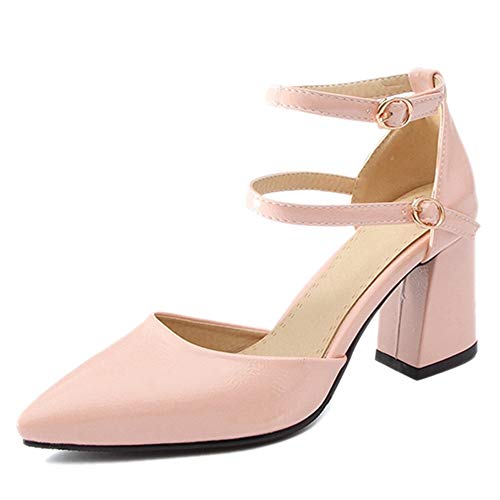 Cocey Damen Pointed Toe Blockabsatz Fesselriemen Pumps (Rosa, 37 EU) von Cocey